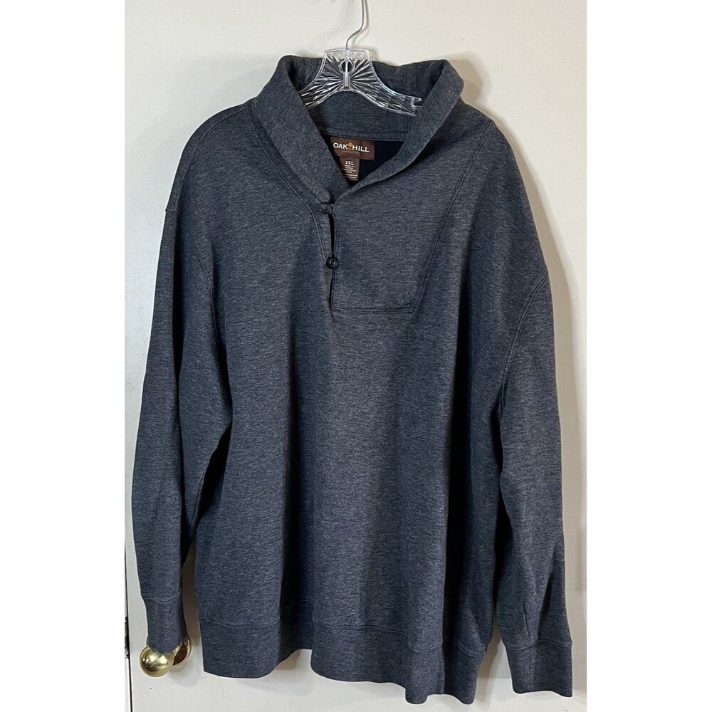 Oak Hill Pullover 2XL Shawl Collar Long Sleeve Grey Heather Comfort